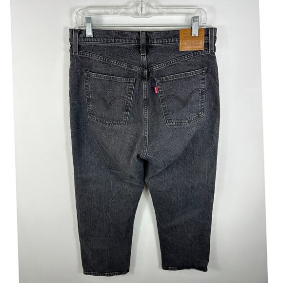 Levi's Premium Ribcage Straight Ankle Jeans Black Size 31 Button Fly - Picture 2 of 15